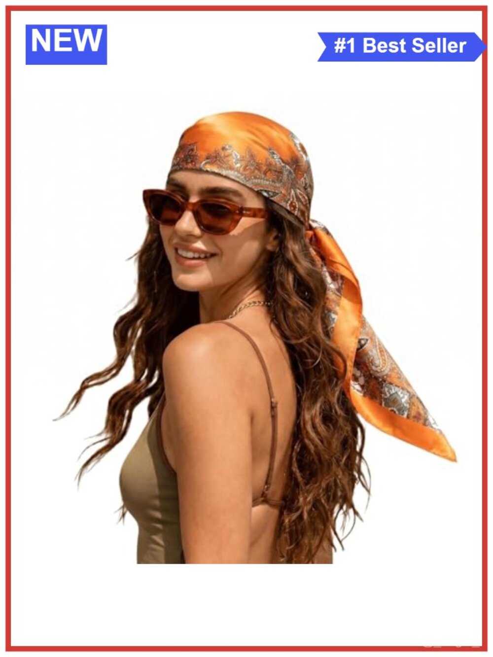 35" Large Square Satin Hair Scarf Silk Bandana Head Wrap for Women